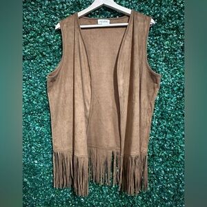 Kaun Sandler Faux Suede Fringe Vest